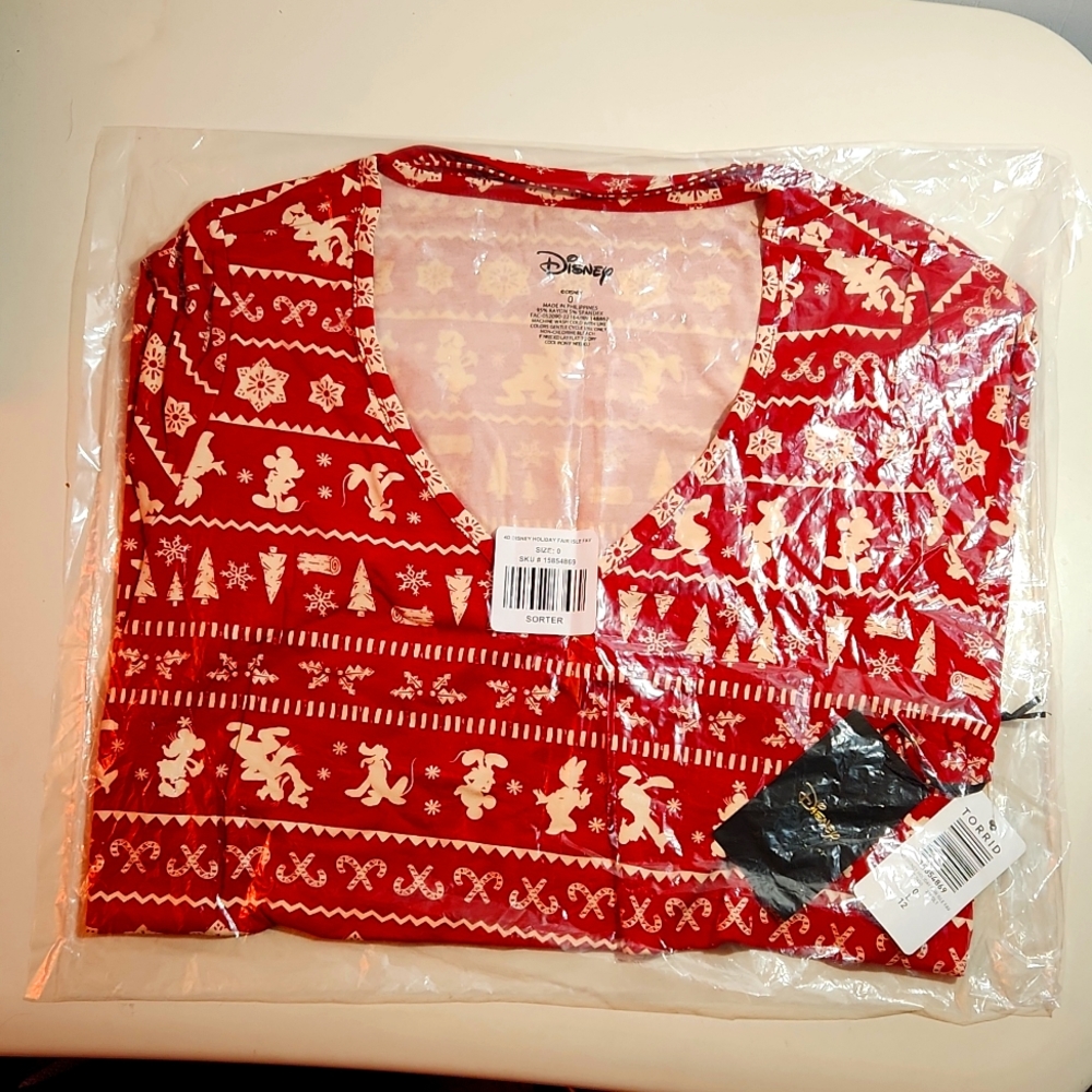 ❤️NWT VINTAGE TORRID BLOUSE MICKEY MOUSE TUNIC HOLIDAY FAIR ISLE CHRISTMAS TOP - Picture 5 of 13